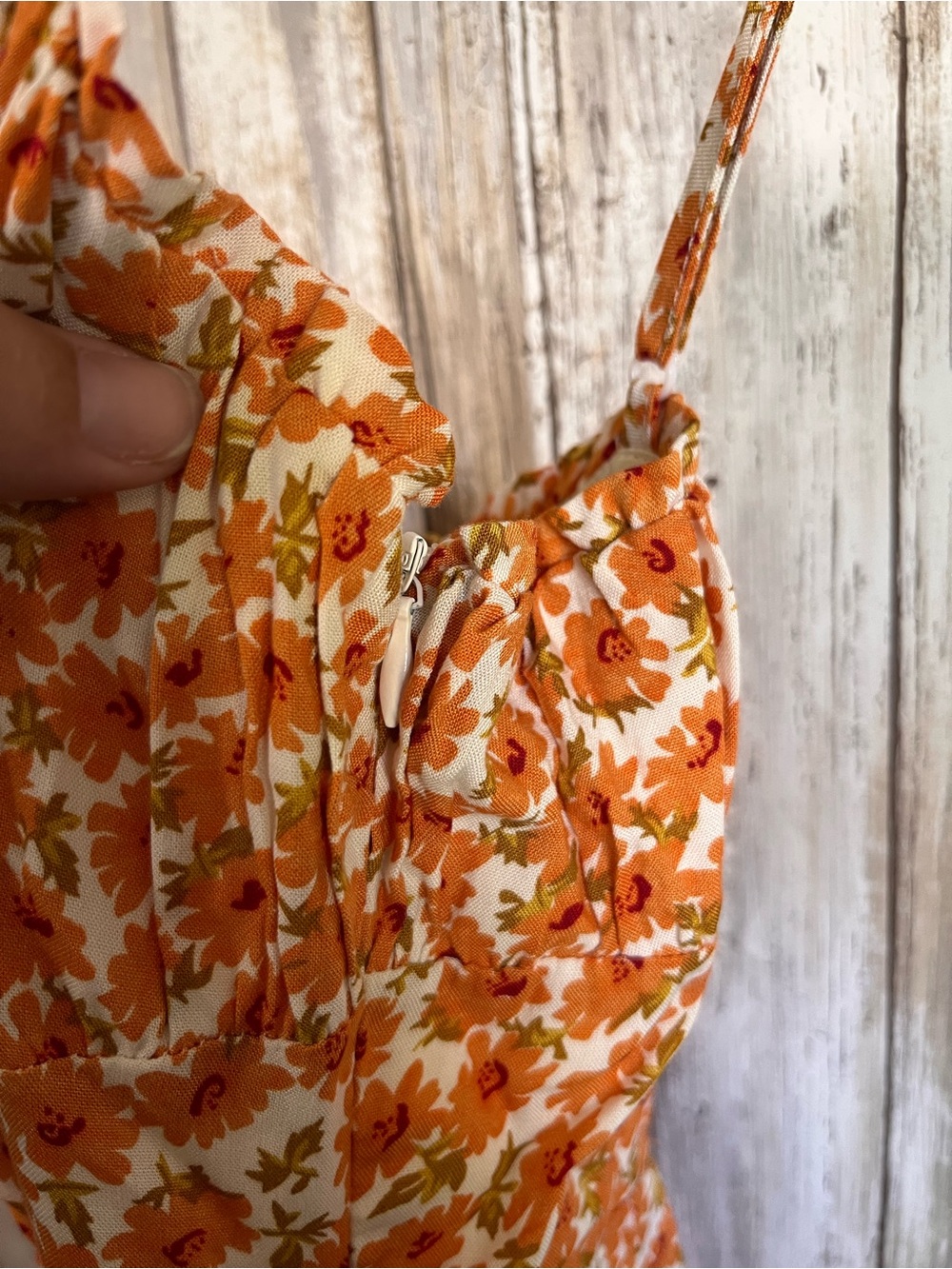 Princess Polly Missy Mini Dress Size 2 Orange Floral Ruched Cottagecore NWT - Picture 6 of 7